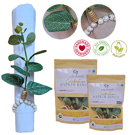 Kit 6 Ou 12 Porta Guardanapo Tropical Eucalipto De Folhas Verdes - UN / 6