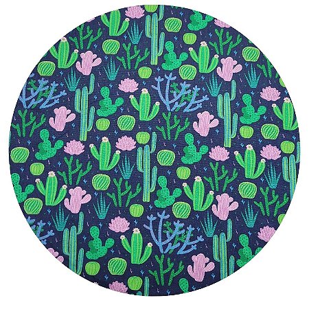 Kit 4 Capas Sousplat Cactos Verde Rosa 35cmx35cm - UN / 4