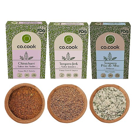 Kit 3 Temperos Funcionais Churrasco Chimichurri Jerk Pão De Alho 225g - UN / 3