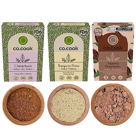 Cocook Kit 3 Funcionais Tempero Chimichurri, Peixe Topping Brigadeiro 225g - UN / 3