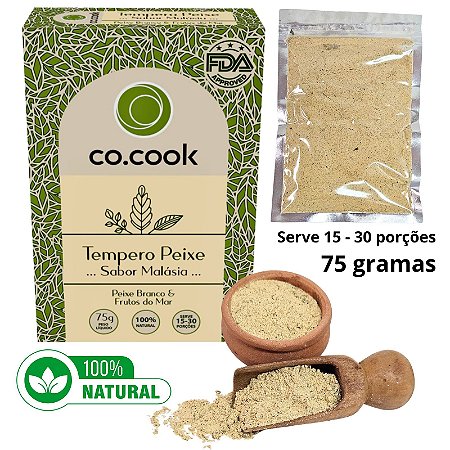 Cocook Tempero Funcional 100% Natural Peixe Sabor Malásia 75g
