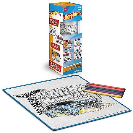 Tapete Mágico Acqua Hot Wheels Com 6 Canetas Laváveis 50x50cm