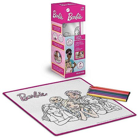 Tapete Mágico Acqua Barbie Com 6 Canetas Laváveis 50x50cm