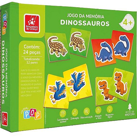 Jogo Da Memória Em Madeira Dinossauros 24 Peças