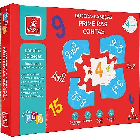 Quebra-cabeça Madeira Primeiras Contas 30 Peças
