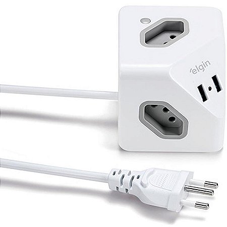 Extensão Elétrica Tripolar Cubo 2p+t 10a Com 1,5m E 2 Usb