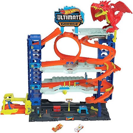 Hot Wheels City Ultimate Garage 2023 - Pista Com 4 Níveis E Dragão