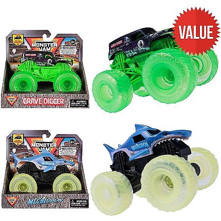 Carrinho Monster Jam Com Rodas Neon 1:43 Para Crianças