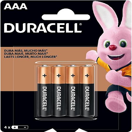 Pilha Alcalina Palito Aaa Duracell Cartela Com 4 Unidades