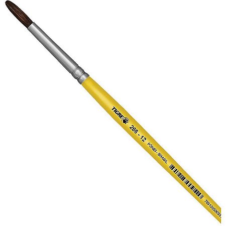 Pincel Escolar Redondo 266 N12 Amarelo - Pelo De Pônei
