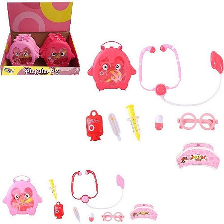 Brincando De Profissões Kit Médico Doutor Pinguim 7 Peças