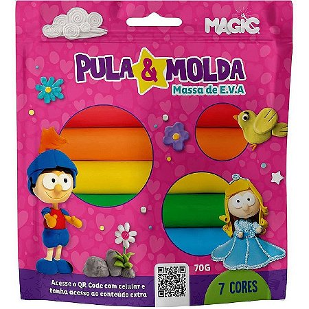 Massa Para Modelar Criativa Princesa - 7 Cores - 70g - Pula E Molda