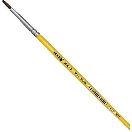 Pincel Escolar Redondo 266 Nº 02 Amarelo - Pelo De Pônei