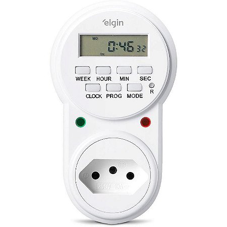 Timer Temporizador Digital 10a 2p+t Com Programação Automática
