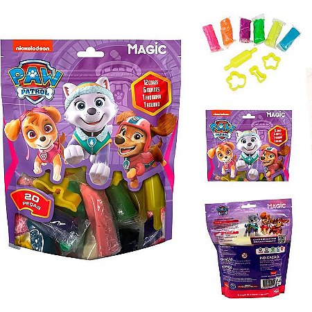 Massa Para Modelar Criativa Patrulha Canina Skye 300g 12cores Com 6 Moldes