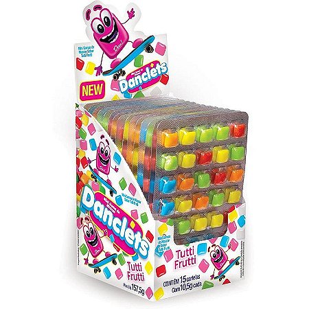 Doce Danclets Cartela 5x7 Tutti Frutti Display Com 15