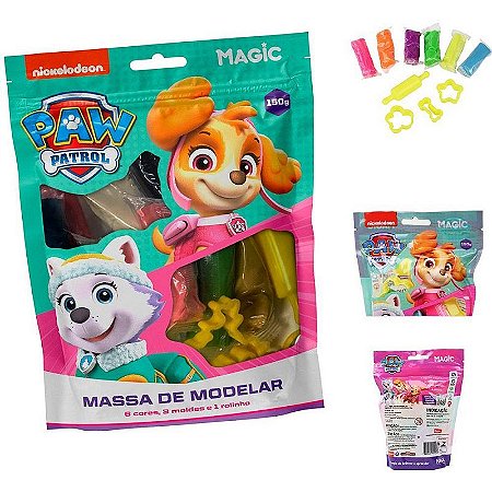 Massa Para Modelar Criativa Patrulha Canina Skye 150g Com 6 Cores E 3 Moldes