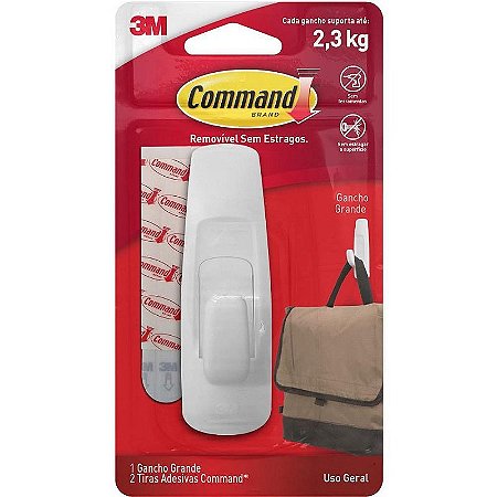 Gancho Plástico Command Grande Com 1 Unidade