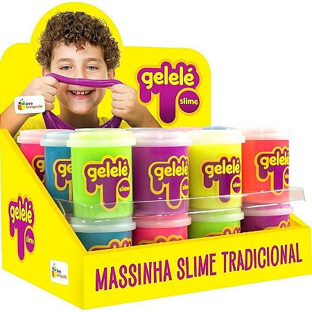 Slime Gelelé Pote Tradicional 152g – Cores Fluorescentes Vibrantes - Display Com 24 Unidades
