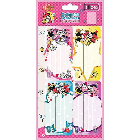 Etiqueta Escolar Decorada Minnie Com 8 Etiquetas 100x208mm