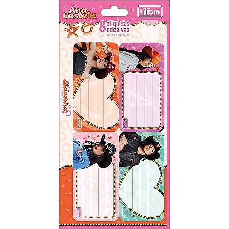Etiqueta Escolar Decorada Ana Castela Com 8 Etiquetas 100x208mm - Pacote Com 10