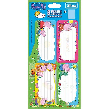 Etiqueta Escolar Decorada Peppa Pig Com 8 Etiquetas 100x208mm Pct. C/10