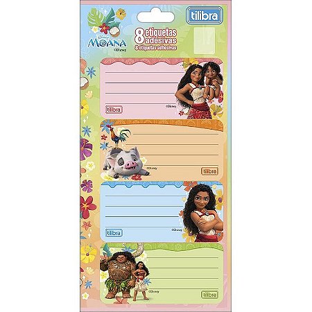 Etiqueta Escolar Decorada Moana C/8etiq. 100x208mm Pct.c/10
