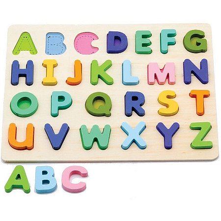 Brinquedo Pedagógico Madeira Encaixe Divertido Letras