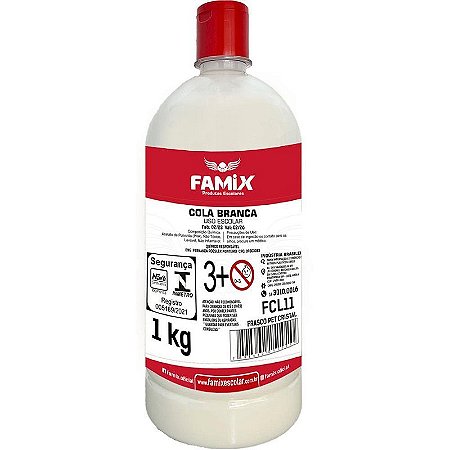 Cola Escolar Branca 1kg Caixa Com 12 Unidades Famix