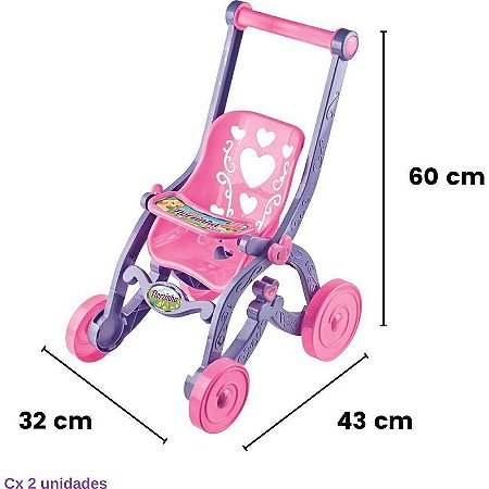 Carrinho De Boneca Florzinha Rosa E Lilás - Caixa Com 2