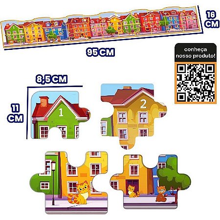 Quebra-cabeça Cartonado Educativo Longo 24 Peças 95x16cm
