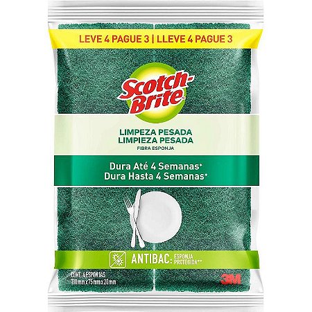 Esponja Para Limpeza Scotch-brite Cozinha - Verde/amarelo - Bloco Com 4