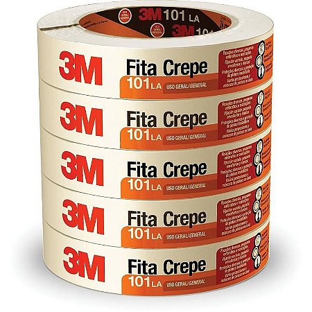 Fita Crepe Escolar 3m 101 24mm X 50m - Pacote Com 5 Unidades