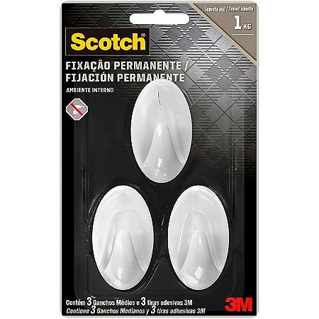 Gancho Plástico Scotch Plast. Extrema Med. C/3 Blister