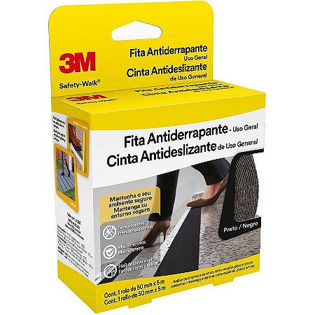 Fita Para Demarcação De Solo Antiderrapante 50mm X 5m - Preto