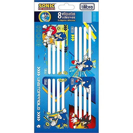 Etiqueta Escolar Decorada Sonic Com 8 Etiquetas - 100x208mm