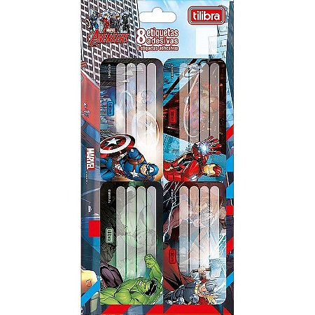 Etiqueta Escolar Decorada Avengers - Pacote Com 8 Etiquetas 100x208mm