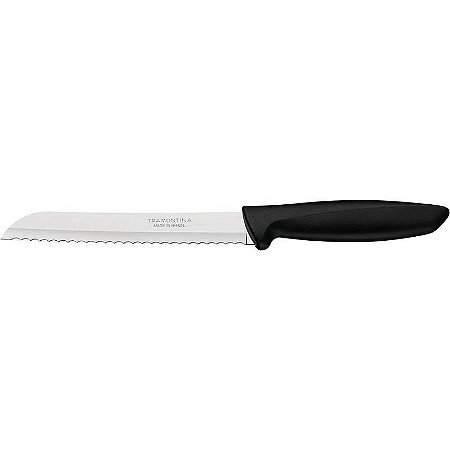 Faca Para Pão Tramontina Plenus Inox 7" Com Cabo Preto