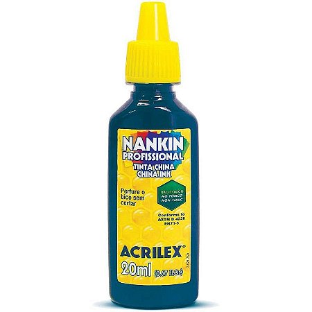 Tinta Nanquim Azul Turquesa 20ml - Ideal Para Trabalhos Artísticos E Escolares