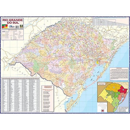 Mapa Escolar Do Estado Do Rio Grande Do Sul - 120cm X 90cm