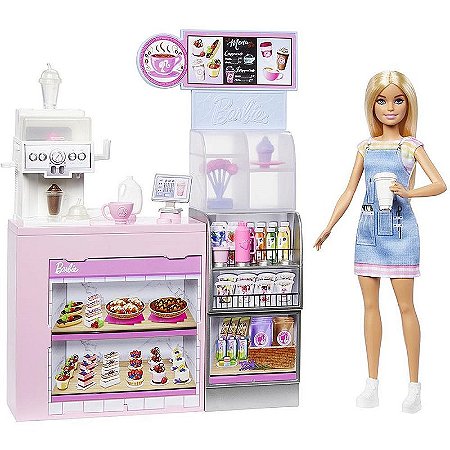 Barbie Profissoes Boneca Loira Conj. Cafeteria