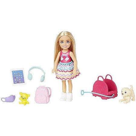 Barbie Family Chelsea Pronta Para Viajar Com Cachorrinho E Acessórios