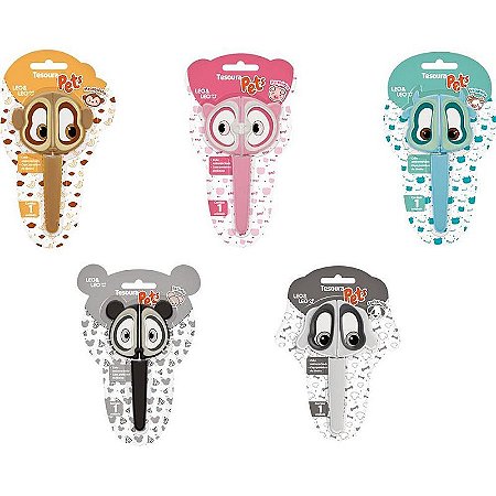 Tesoura Escolar Pets 5 Modelos Caixa Com 24