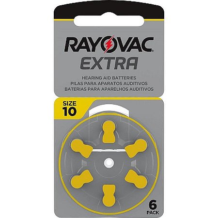 Pilha Bateria Aparelho Auditivo Tam10 Rayovac - Blister Com 6 Unidades