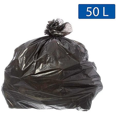 Saco Para Lixo Reforçado 50l Preto 63x80cm 5 Micras - Pacote Com 100 Unidades