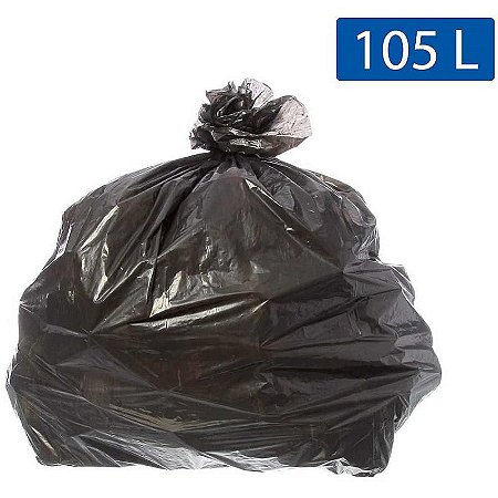 Saco Para Lixo Reforçado 105l Preto 75x105cm 5 Micras - Pacote Com 100 Unidades
