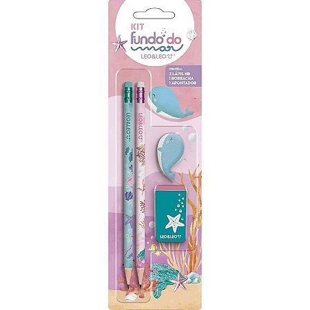 Kit Escolar Fundo Do Mar Hb Com 04 Peças