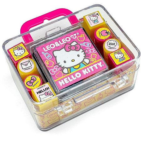 Carimbo Pedagógico Hello Kitty Com Almofada - Kit Com 8 Modelos
