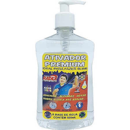 Slime Ativador Premium Para Cola 500ml Com Válvula Pump
