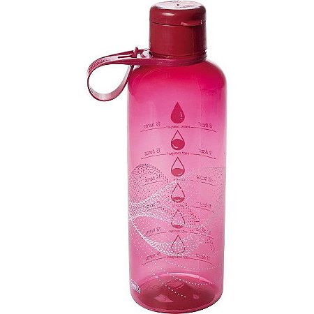 Garrafa Plástica Fitness Cilindrica 970ml Rosa